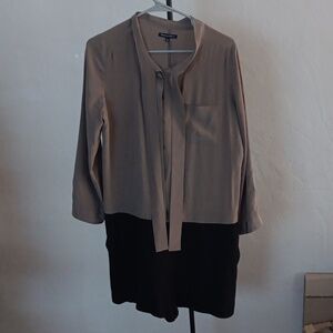 Madewell Broadway & Broome Silk Colorblock Tie Neck Romper Size S